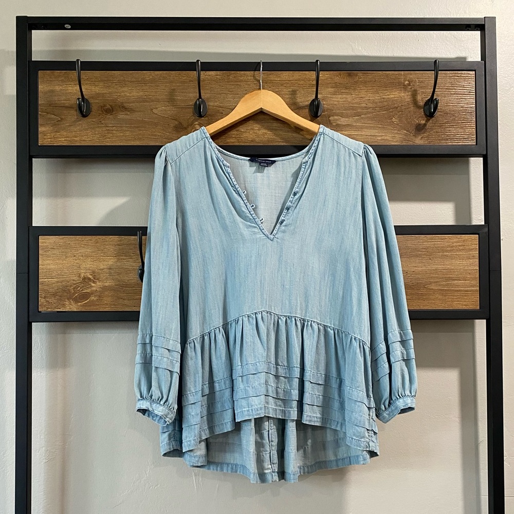AE Tiered Chambray Blouse